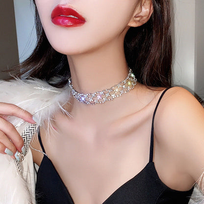 Hollowed-Out Rhinestone Fashion Choker