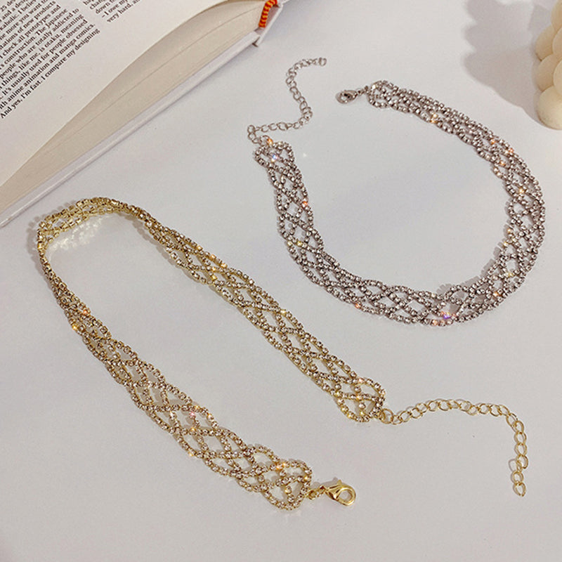 Hollowed-Out Rhinestone Fashion Choker