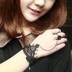 Gothic Style Lace Love Bracelet Band Ring Integrated Chain