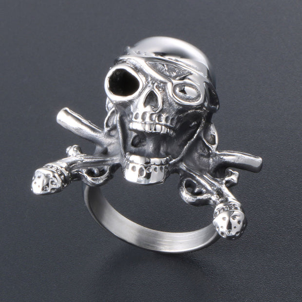 Musket Skull Pirate Punk Ring