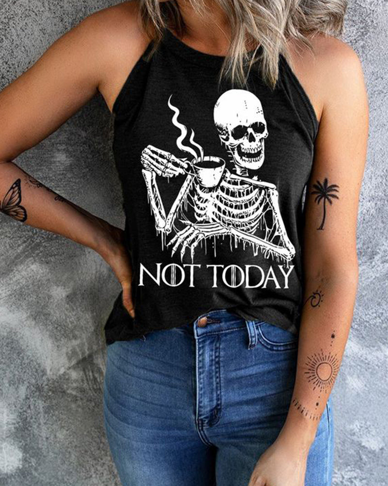 NOT TODAY Skull Sleeveless Vest