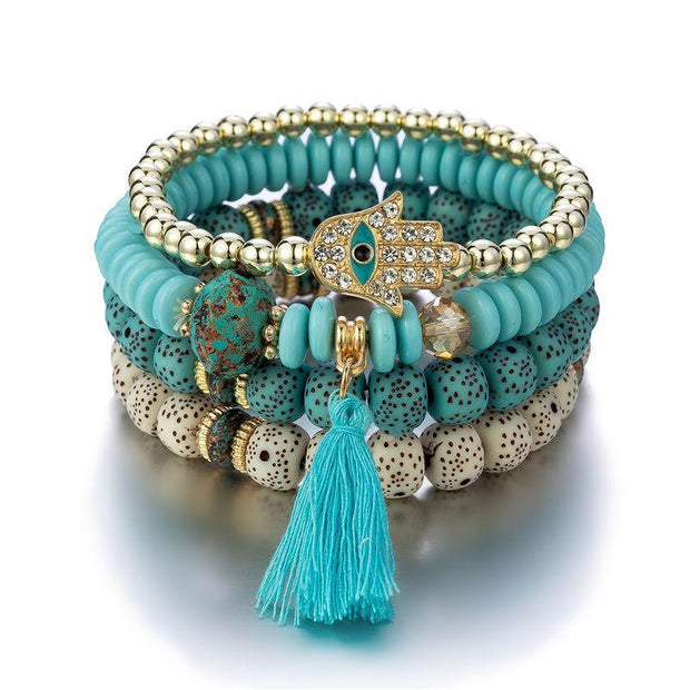 Turquoise Tassel Bead Bracelet