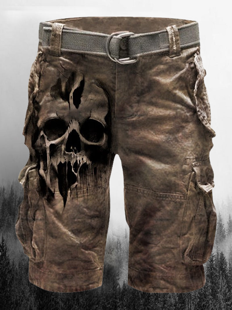 Men's Fashion Skull Printed Cargo Shorts