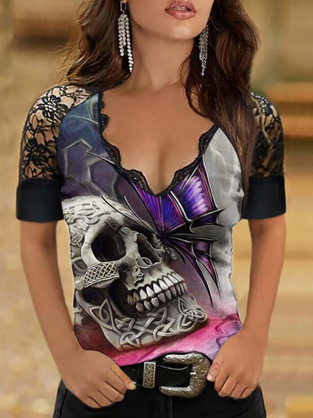 Mysterious Skull Graphic T-Shirt