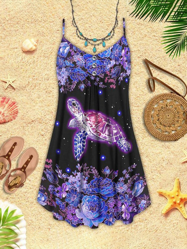 Turtle Is Beach Soul Mystical Purple Summer Dress