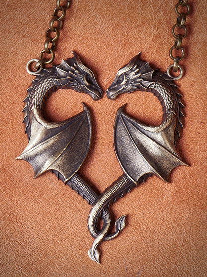 Dragon Necklace Heart Vintage