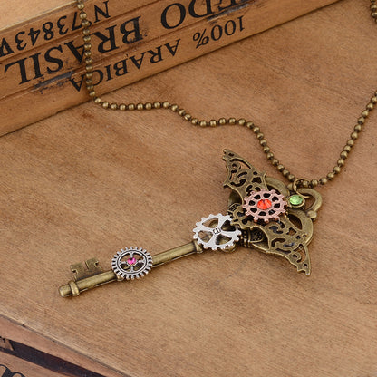 Steampunk Wings Key Pendant Necklace