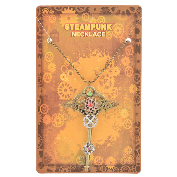 Steampunk Wings Key Pendant Necklace