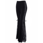 Punk Style Side Lace Up Wide Leg Trousers
