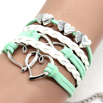 Vintage Double Heart Braided  Bracelet