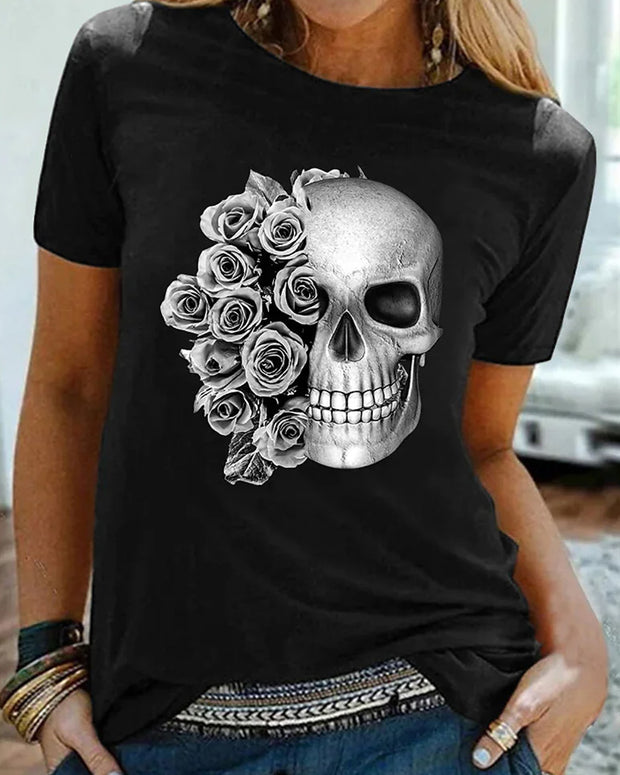 Rose Skull Short Sleeve T-Shirt