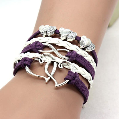 Vintage Double Heart Braided  Bracelet