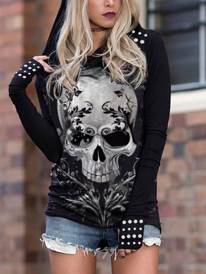 Sexy Skull Head Printed Hoodie