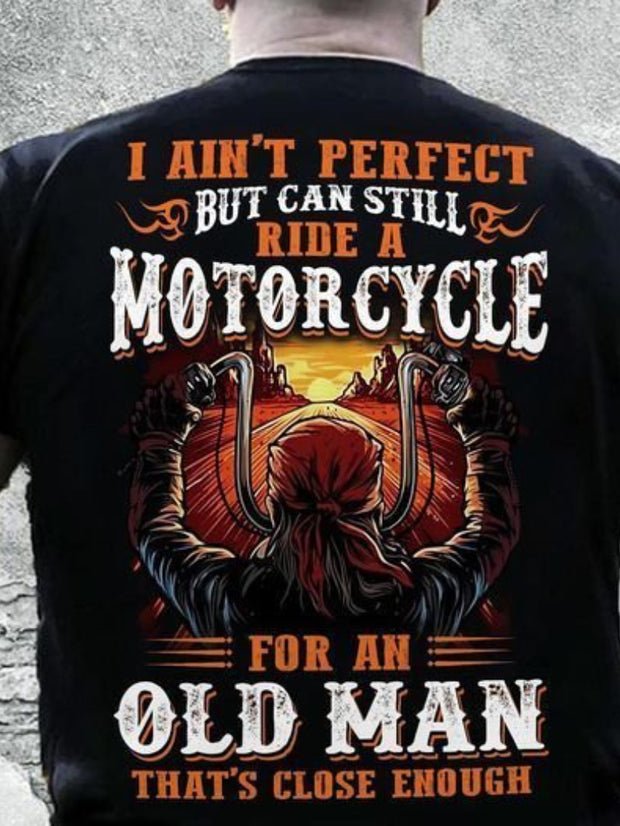 Herren T-Shirt mit Motorrad-Buchstabenaufdruck 