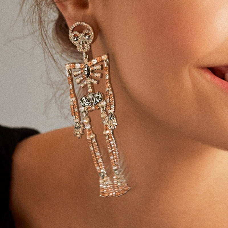 Rhinestone Halloween Skeleton Fashion Earrings