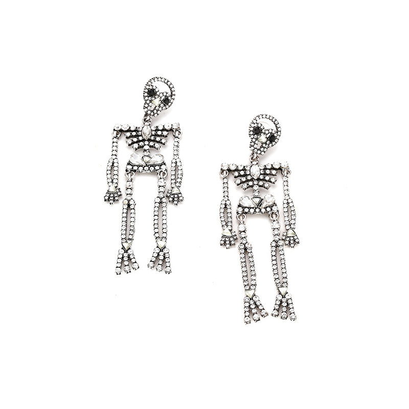 Rhinestone Halloween Skeleton Fashion Earrings