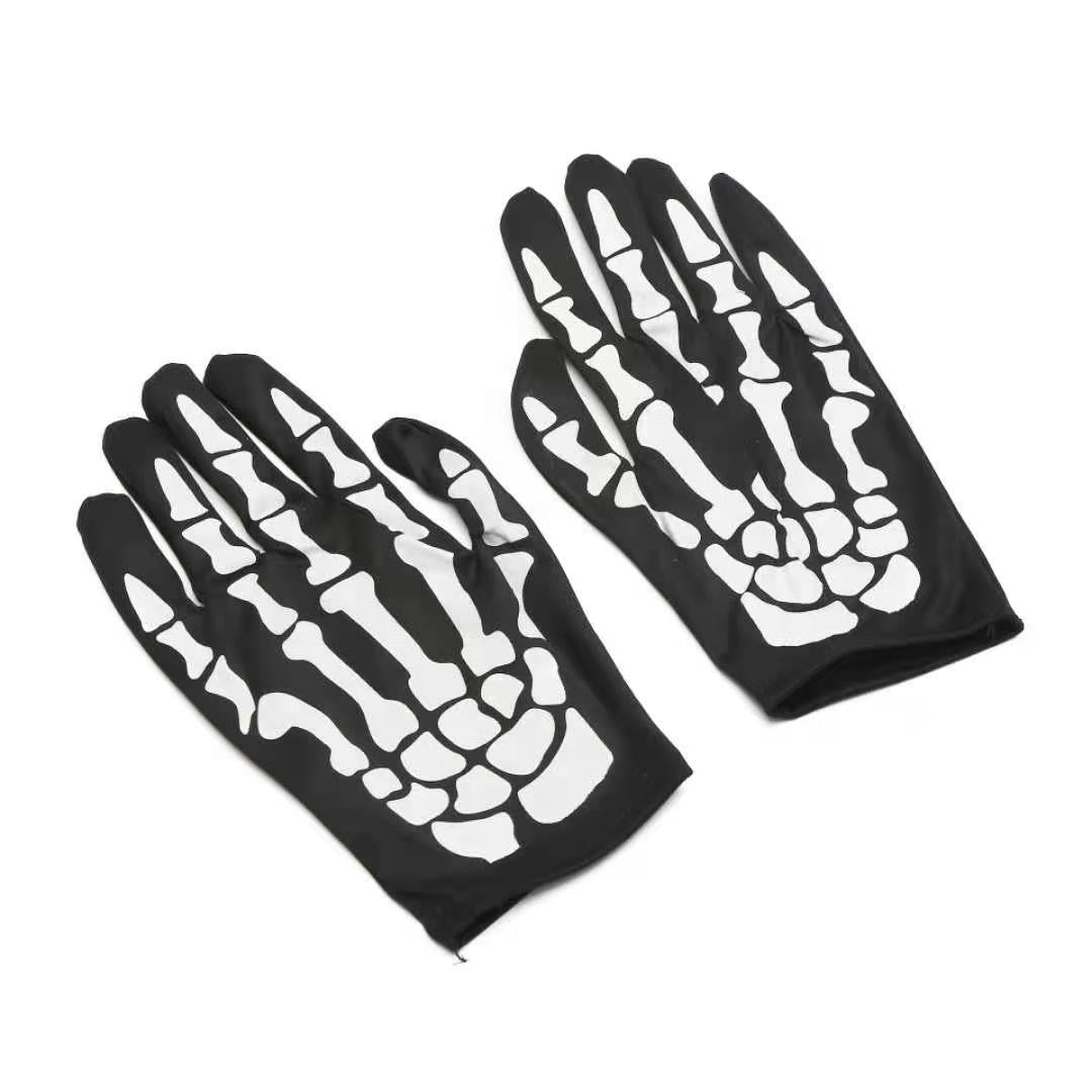 Gants de masque de cosplay d'Halloween imprimé crâne 