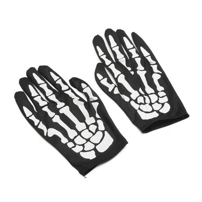 Gants de masque de cosplay d'Halloween imprimé crâne 