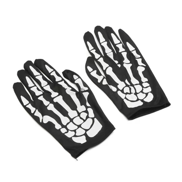 Skull Print Halloween Cosplay Mask Gloves