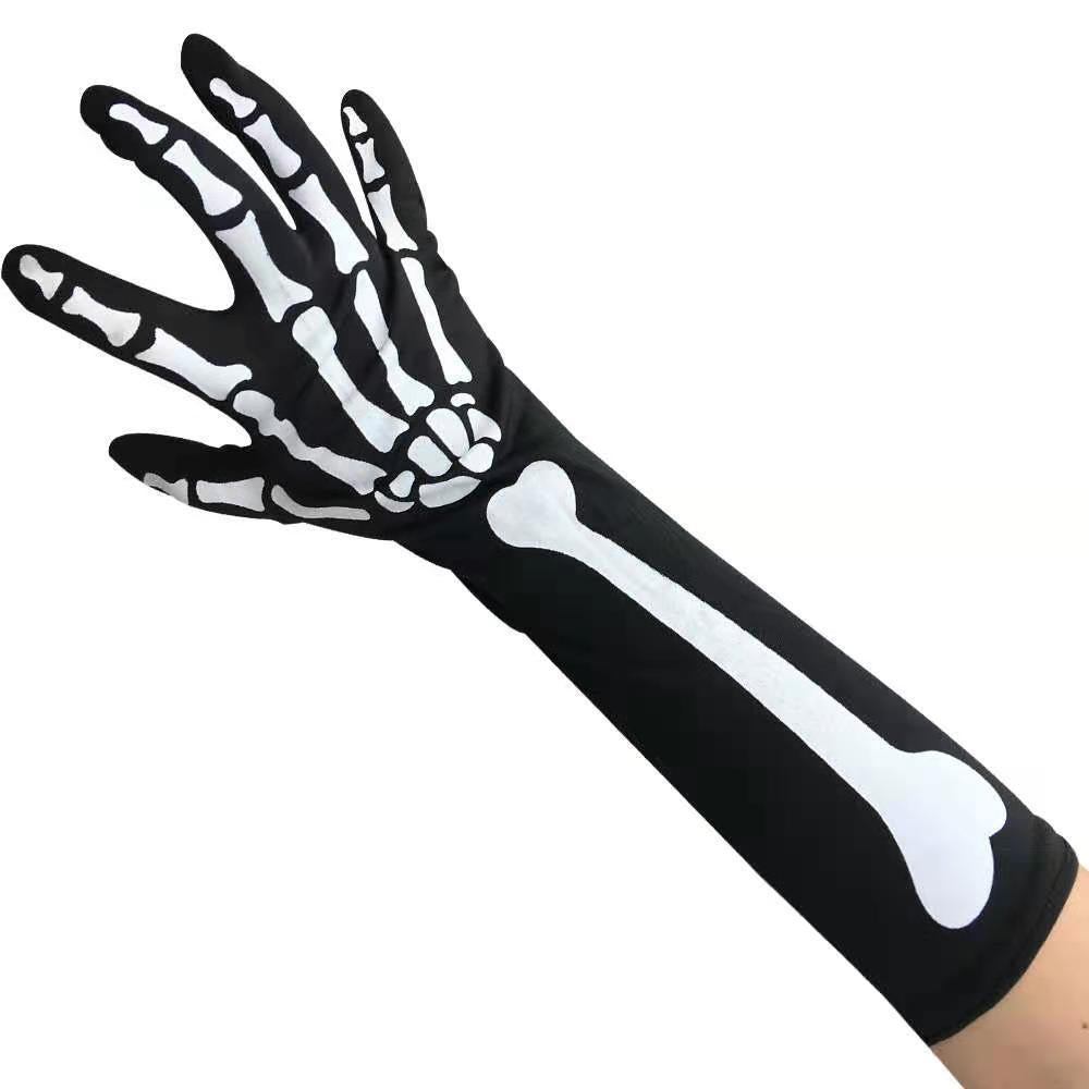 Gants de masque de cosplay d'Halloween imprimé crâne 