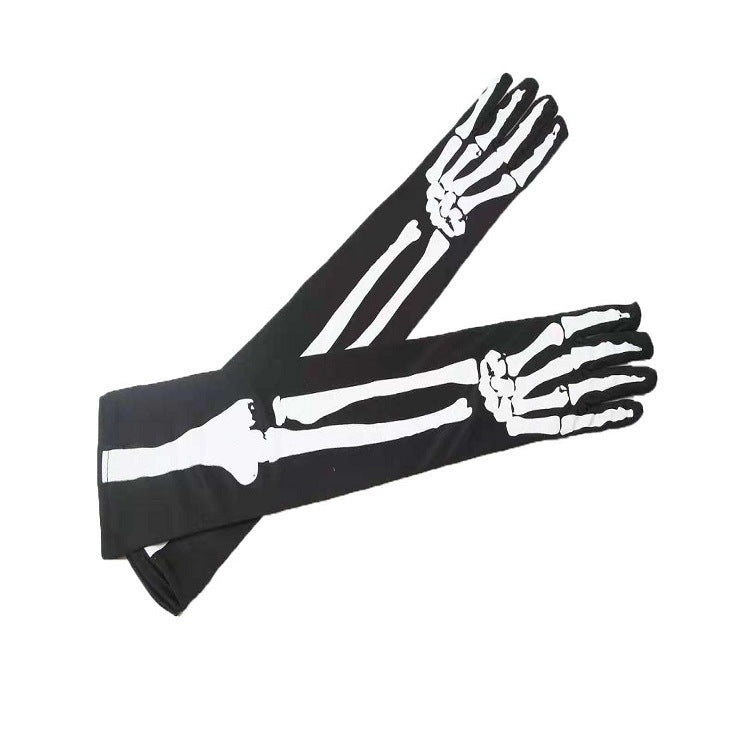 Skull Print Halloween Cosplay Mask Gloves