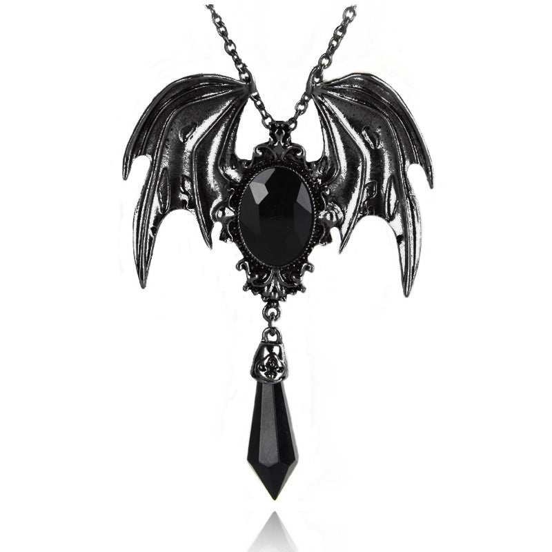 Collier pendentif chauve-souris gothique d'Halloween 