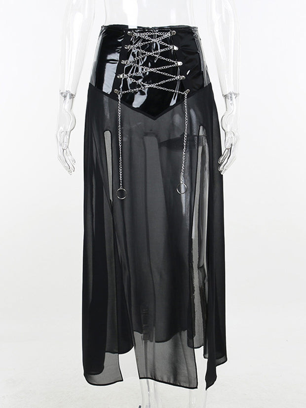 Sexy Transparent Slit Skirt