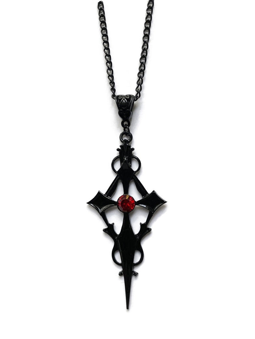 Black Pointy Cross Vampire Necklace