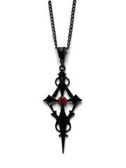 Schwarze spitze Vampir-Kreuz-Halskette 