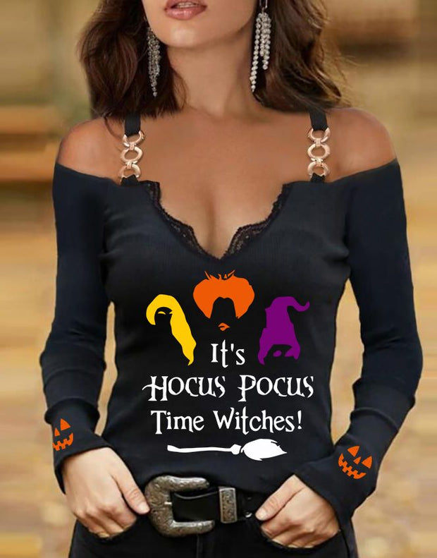 Halloween Scary Pumpkin Strapless Long Sleeve T-Shirt