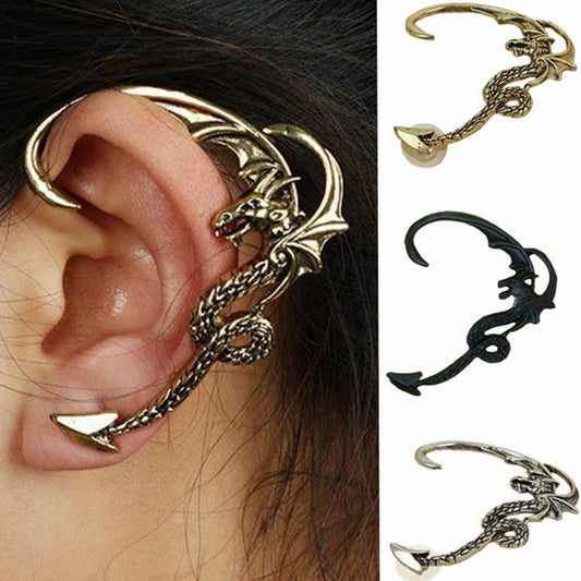 Boucle d'oreille suspendue dragon gothique vintage 