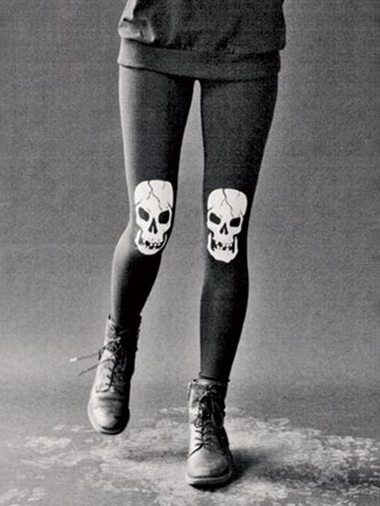 Leggings pour femmes imprimés crâne punk 