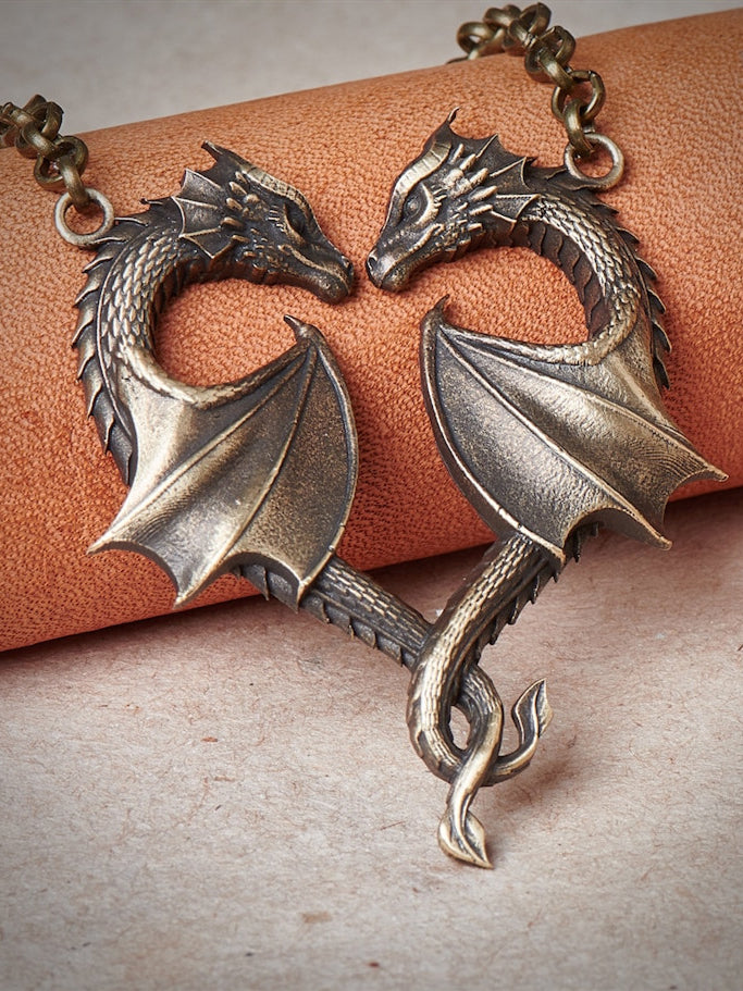 Dragon Necklace Heart Vintage