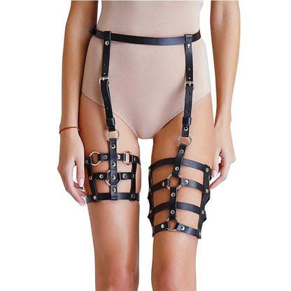 Leather Webbed Bondage Garter Belt