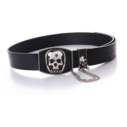 Ceinture à chaîne avec tête de mort punk 