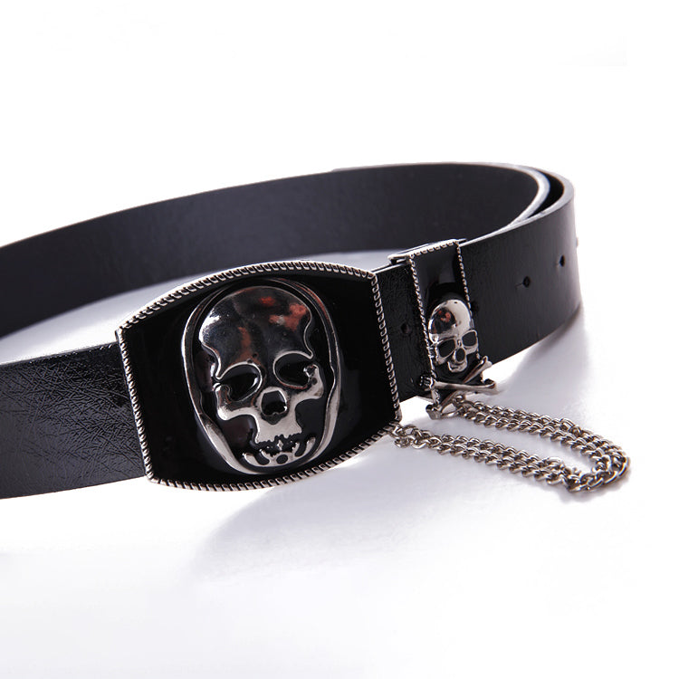 Ceinture à chaîne avec tête de mort punk 