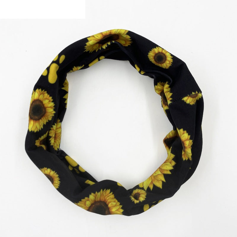 Sunflower Printed Wide Casual Headband