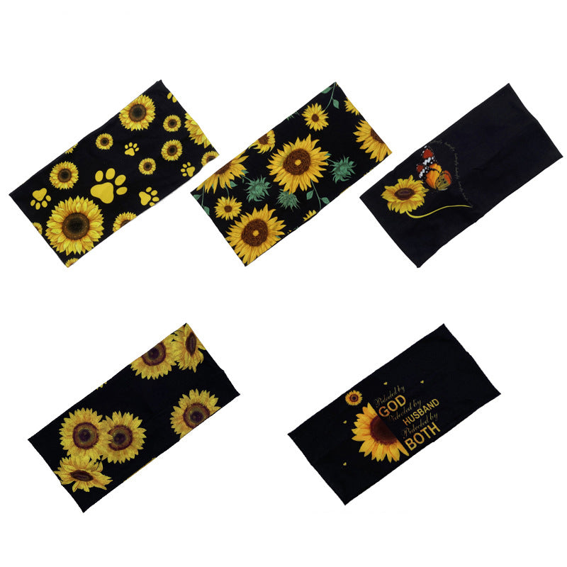 Sunflower Printed Wide Casual Headband