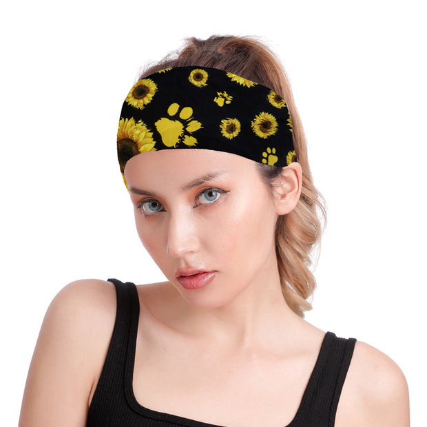 Sunflower Printed Wide Casual Headband