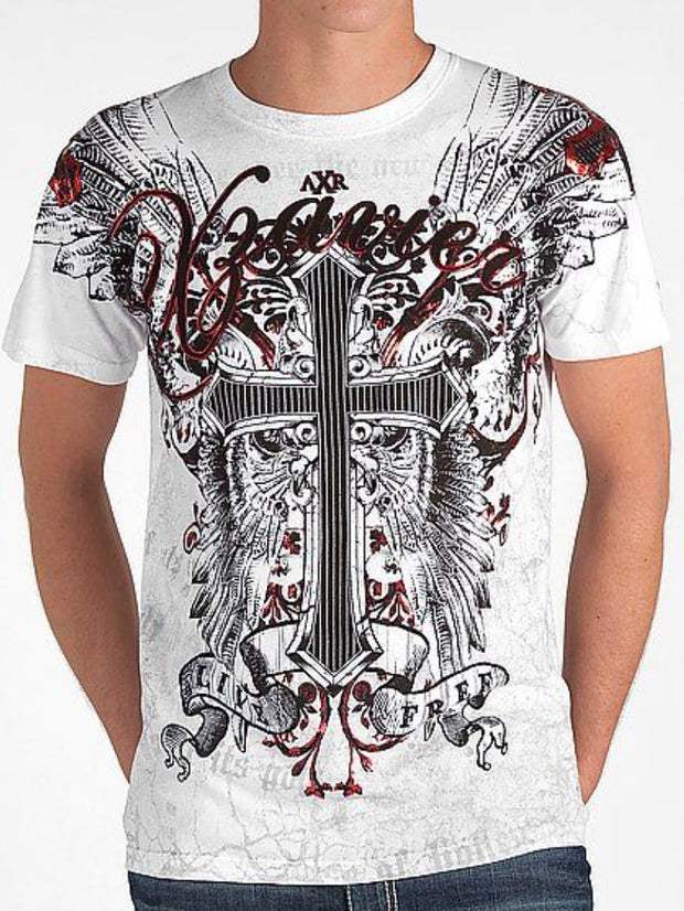 T-shirt imprimé ailes gothiques pour hommes 
