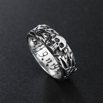 Punk Carving Skull Couple Ring