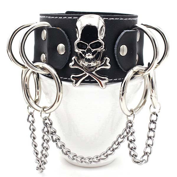 Punk Skull Chains Leather Bracelet