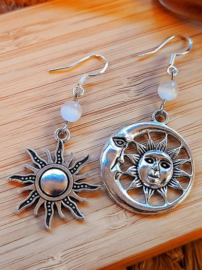 Face Sun Moon Earrings