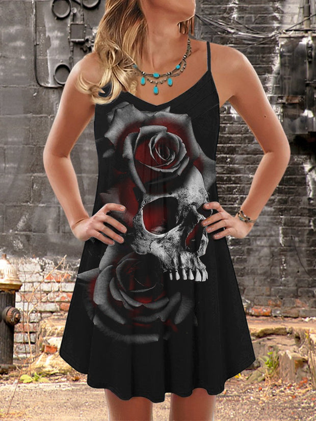 Flowers Of Death Print Slip Dress
