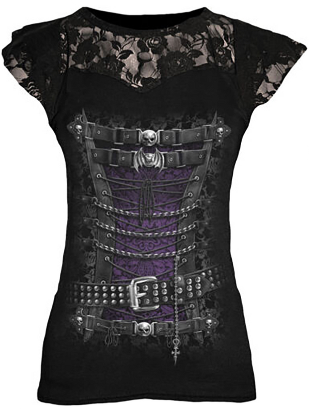 Lady Sexy Lace Gothic Print Pattern Top