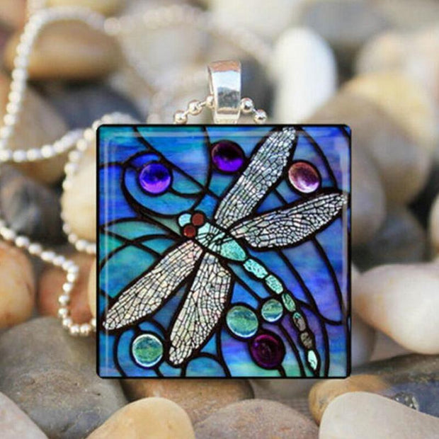 Vintage Dragonfly Square Necklaces