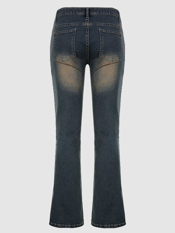 Retro Low Rise Embroidery Bootcut Jeans