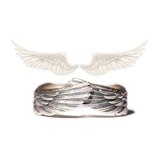 Bague ouverte vintage ailes d'ange 