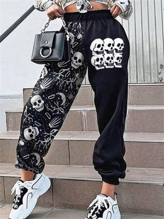 Jogginghose für Damen mit Punk-Totenkopf-Print 