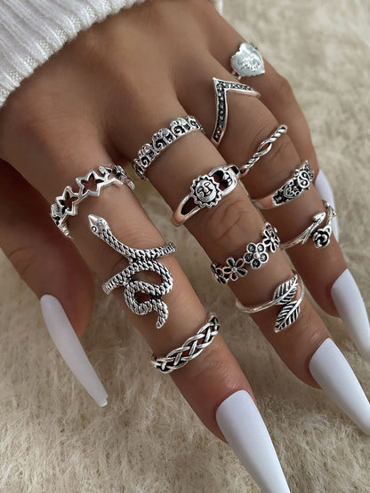 Retro Trendy Knuckle Ring 12-Piece Set